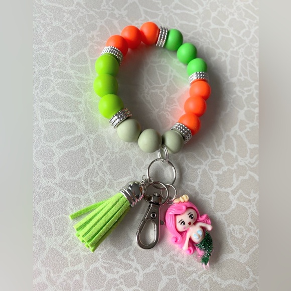 Colorful Beaded Kids Bracelet with Mermaid Charm - Picture 3 of 6